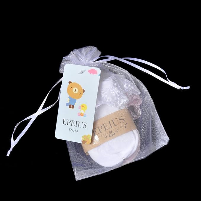 EPEIUS Baby Girl Ruffle Socks, Eyelet Frilly Lace Socks - Image 6