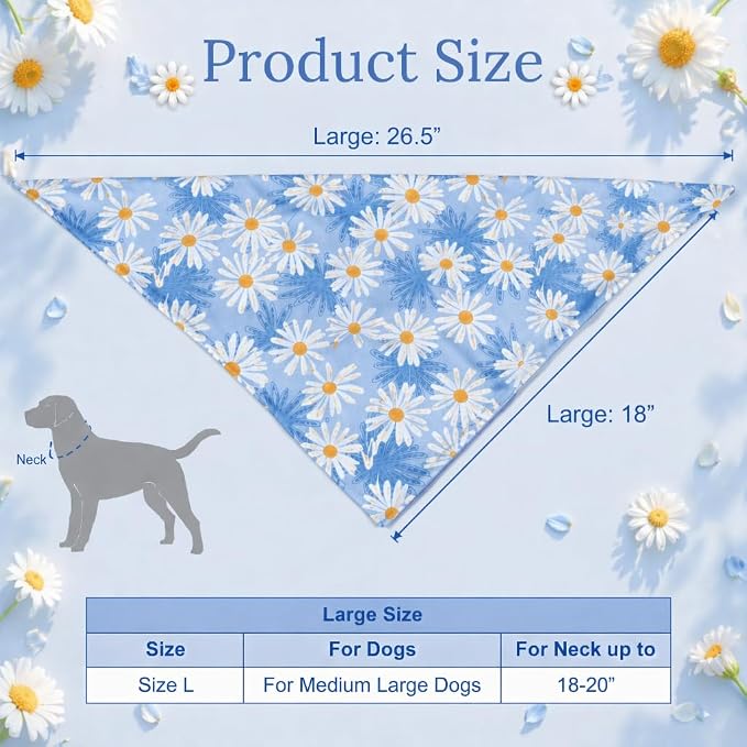 Spring Dog Bandana, Summer Dog Bandanas Boy Girl, Daisy Dog Scarf - Image 3