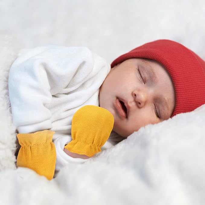 BQUBO Newborn Infant Toddler Mittens No Scratch Cotton Elastic Wrist Gloves - Image 5