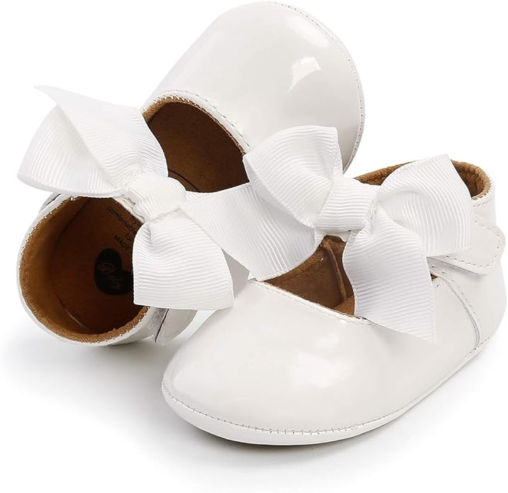COSANKIM Baby Girls Mary Jane Flats Shoes Anti-Slip Rubber Sole Infant Toddler Princess Wedding Dress Shoes