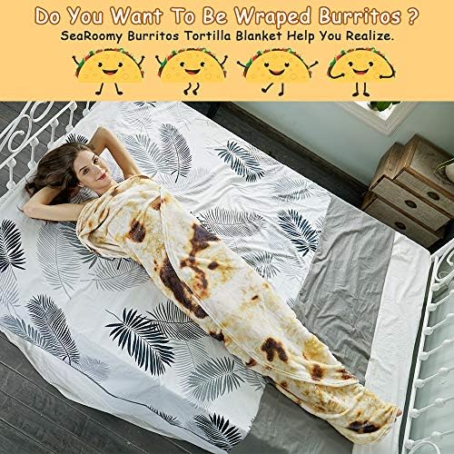 SeaRoomy 60 in Burrito Tortilla Blanket, Funny Food Throw Blanket - Image 5
