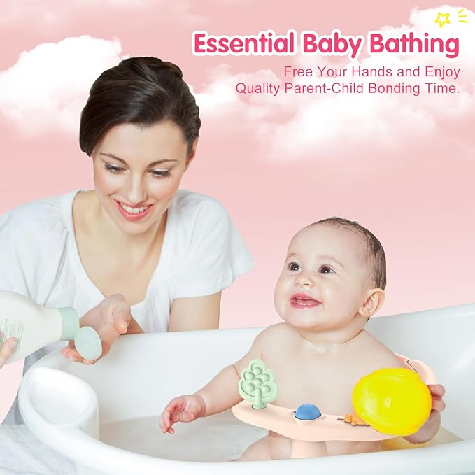 Baby Bath Seat for Babies 6 Months & Up, Non-Slip Bath Seats for Babies Sitting up,Bath tub Seat with Suction Cups,Safe & Comfortable Bath Chair Baby, Pink
