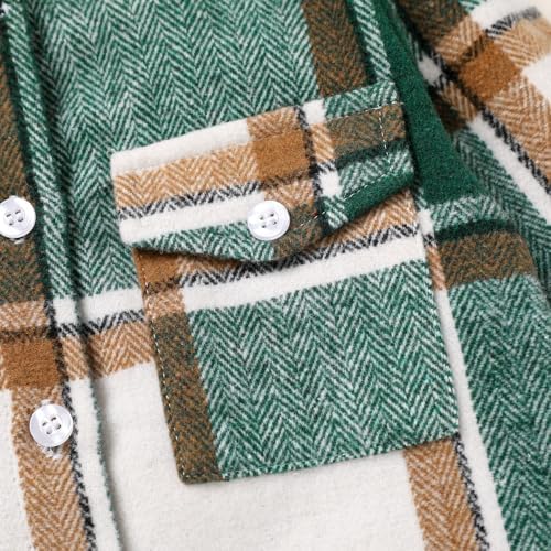 YOUNGER STAR Toddler Kids Boys Girls Flannel Hooded Plaid Shirt Button Baby Red - Image 5