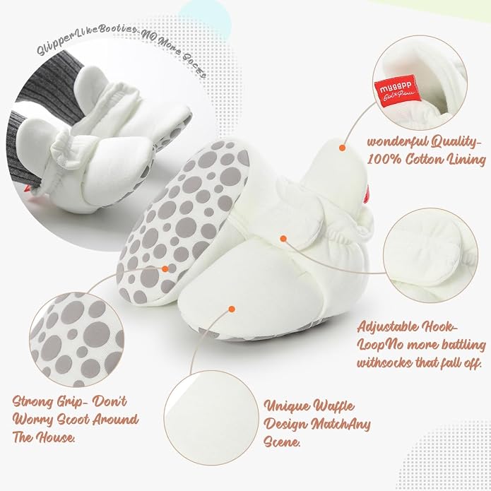 Infant Baby Boys Girls Cozy Fleece Booties Stay on Slippers Non Slip Soft - Image 3