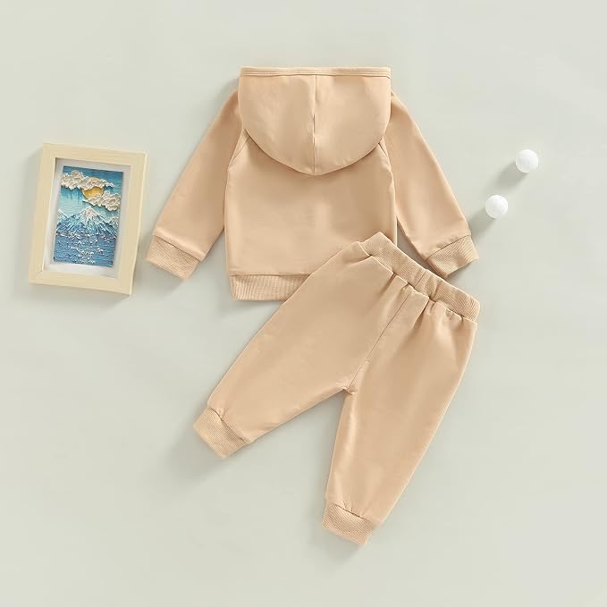 Thorn Tree Infant Baby Boys Pants Set Hooded Solid Sweatshirt Top Pocket - Image 7