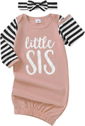 AMAWMW Newborn Baby Girl Little Sister Sleeper Gown Stripe Long Sleeve by AMAWMW