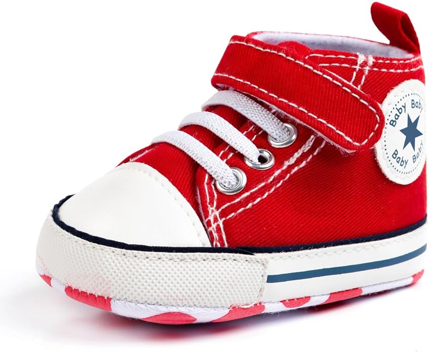 Unisex Baby Girls Boys Canvas High-top Shoes, Newborn Infant Anti-Slip Soft by KKIIDDSS