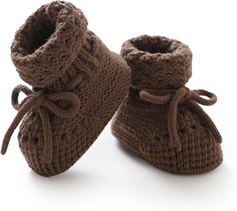 Baby Booties 100% Cotton Knitted Newborn First Cozy Warm Crib Shoes by Rebolly
