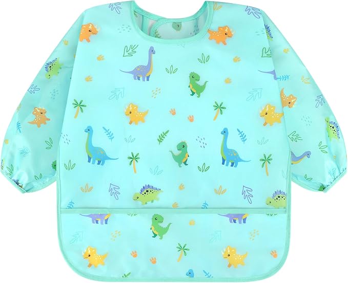 Accmor 4 Pack Long Sleeve Bibs, Baby Smock Waterproof Full Sleeved Bib - Image 2