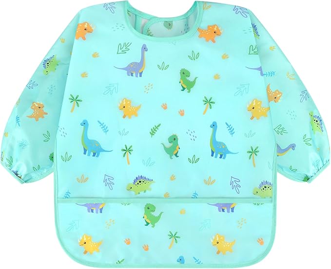 Accmor 4 Pack Long Sleeve Bibs, Baby Smock Waterproof Full Sleeved Bib - Image 2