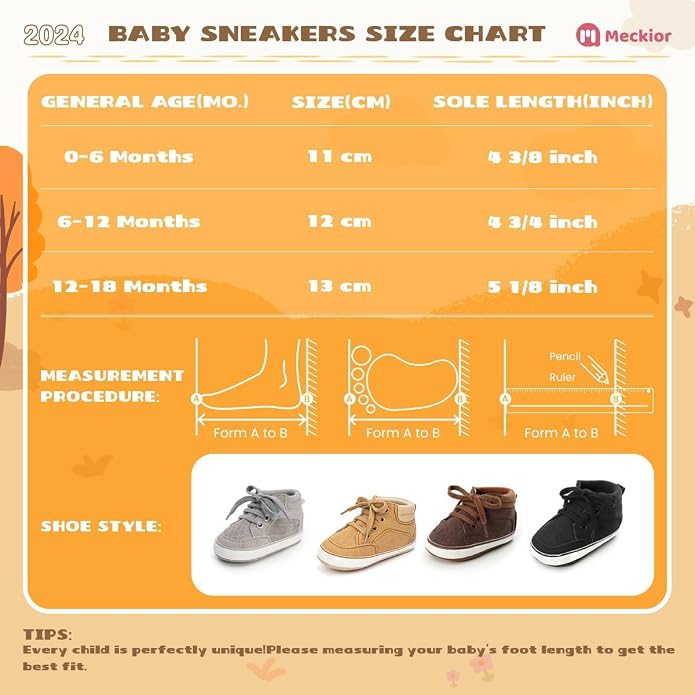 Meckior Toddler Baby Boys Girls High Tops Ankle Sneakers Soft Anti-Slip Sole PU - Image 6