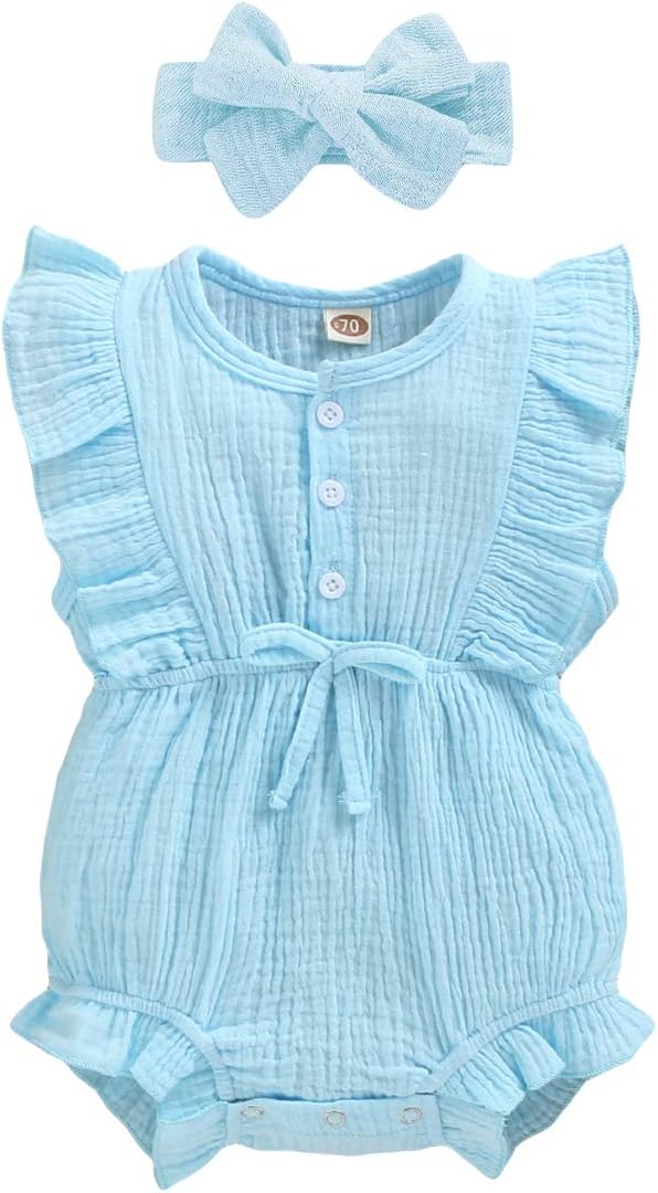 YOUNGER TREE Toddler Baby Girl Ruffled Sleeveless Romper Casual Summer Jumpsuit by YOUNGERTREE