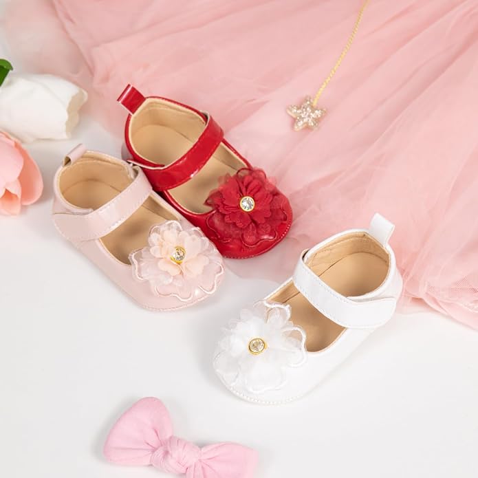 Meckior Infant Baby Girls Soft Sole Bowknot Princess Wedding Dress Mary Jane - Image 3