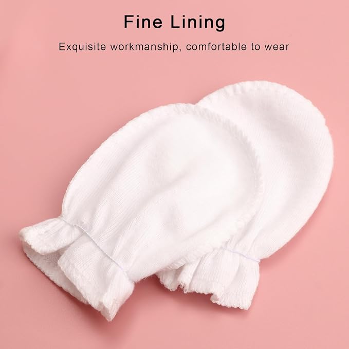 BQUBO Newborn Infant Toddler Mittens No Scratch Cotton Elastic Wrist Gloves - Image 4