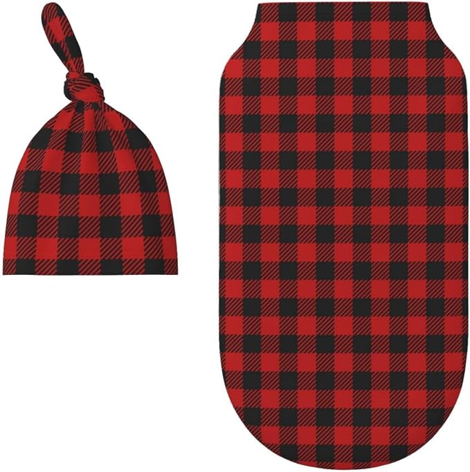 Christmas Checkered Swaddle Blankets Soft Receiving Blanket Baby Swaddle Wrap - Image 3