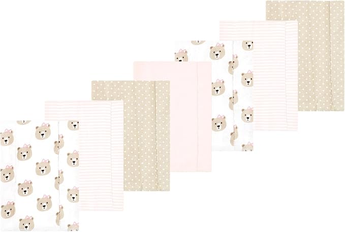 Luvable Friends Hudson Baby Flannel Burp Cloths 7pk, Rosy Taupe Bear by Luvable+Friends
