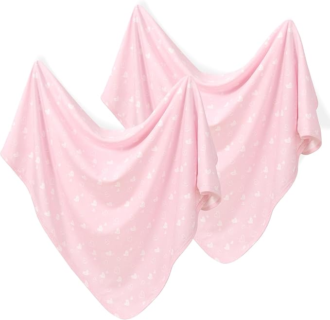 david's kids 2 Pack Baby Cotton Swaddle Blankets, 100% Cotton and Ultra Soft by davidskids