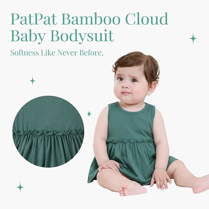 PATPAT Baby Girl Bamboo Viscose 2-Pack Romper & Dress | Color-Coded Snaps - Image 2