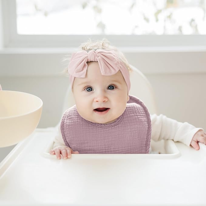 Konssy 8-Pack Muslin Baby Bibs, Adjustable Fit - Image 5
