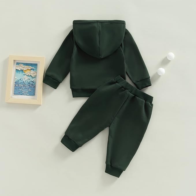 Thorn Tree Infant Baby Boys Pants Set Hooded Solid Sweatshirt Top Pocket - Image 7