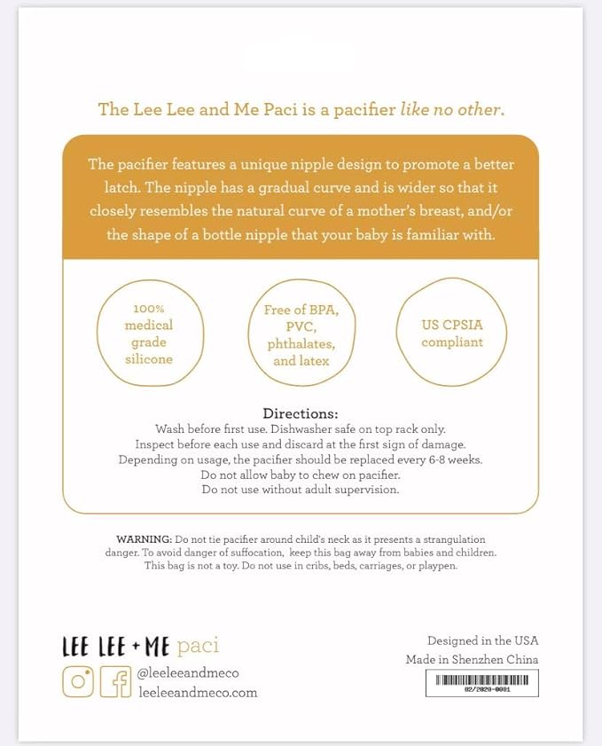 Lee Lee and Me Paci - Powder Color - 100% Medical Grade Silicone Pacifier Breast-Like Nipple Design for Better Latch - Size 0-18 months