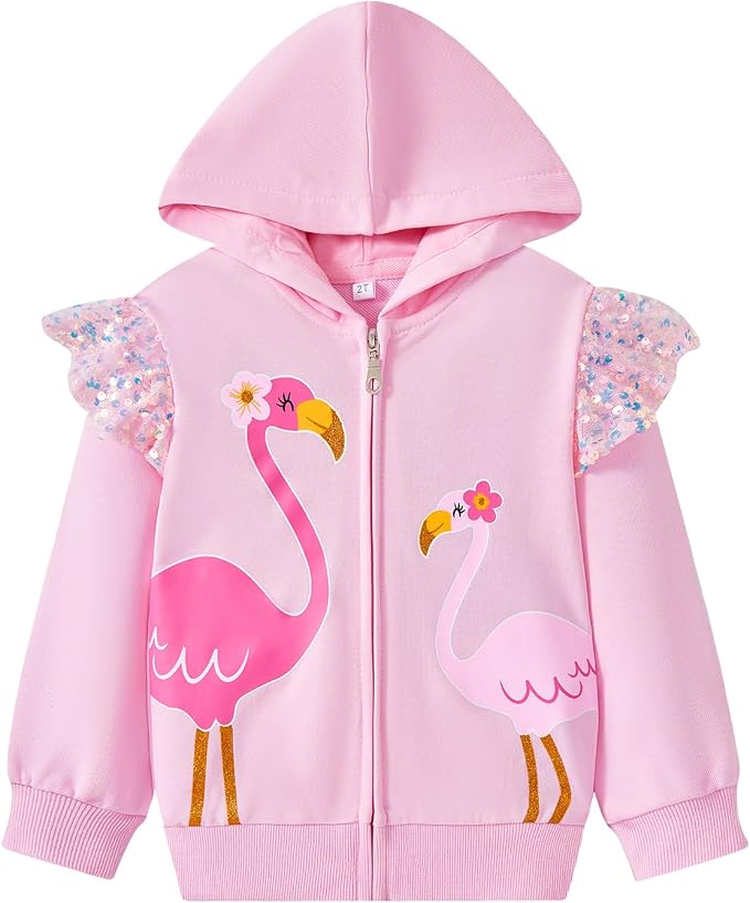 Baby Girl Zip-up Jacket Rainbow Unicorn Cotton Hoodie Sweatshirt Toddler Fall by Popshion