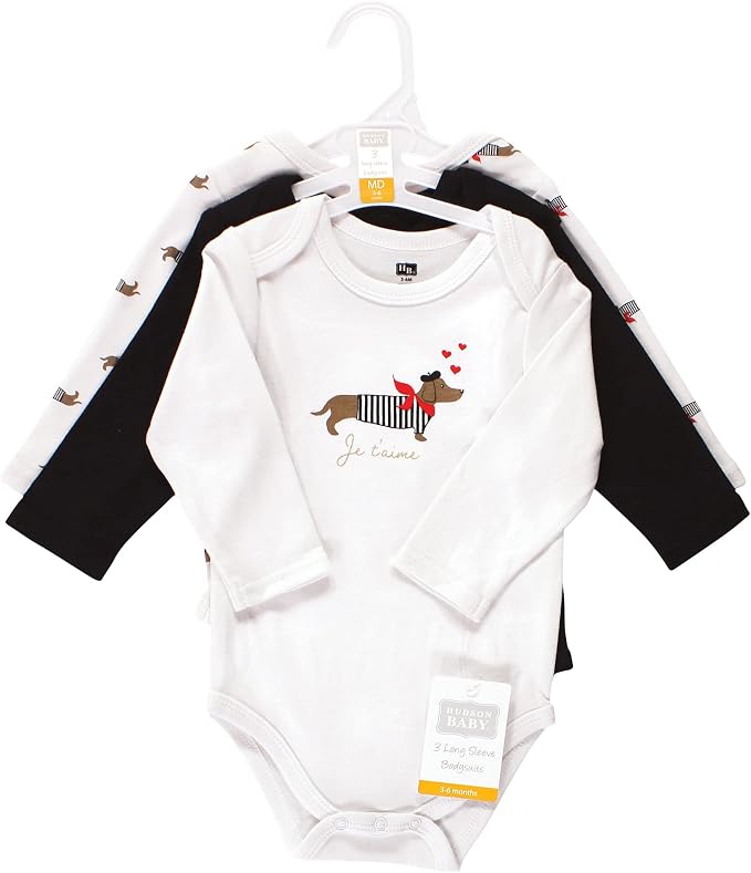 Hudson Baby Baby Girls' Cotton Long-sleeve Bodysuits 3-pack - Image 2