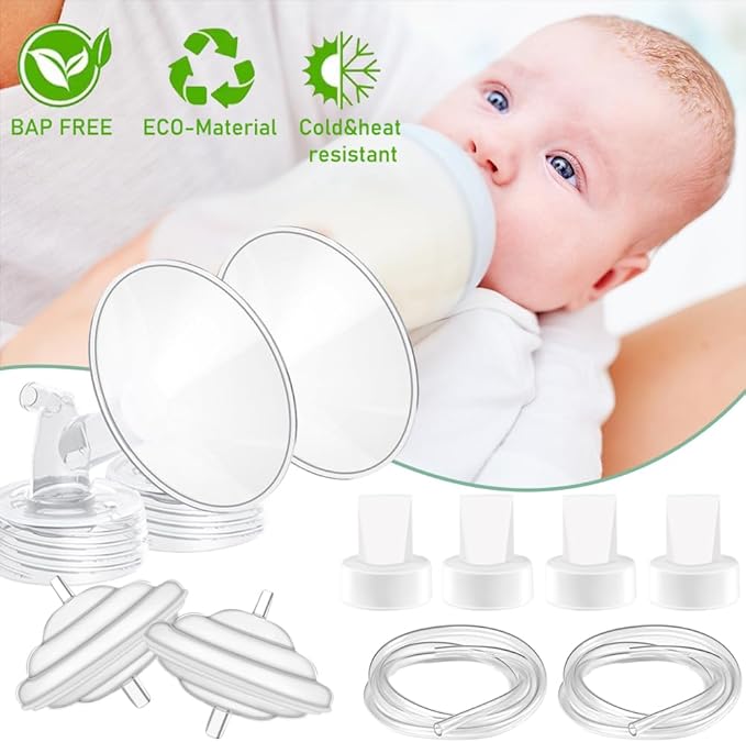 30mm Flange Pump Parts Compatible Spectra S1 S2 9 Breast Pumps Replacement,Full Set Replacements Include Flange Backflow Protector Membrane Duckbill Valve Tube,Not Original Accessories