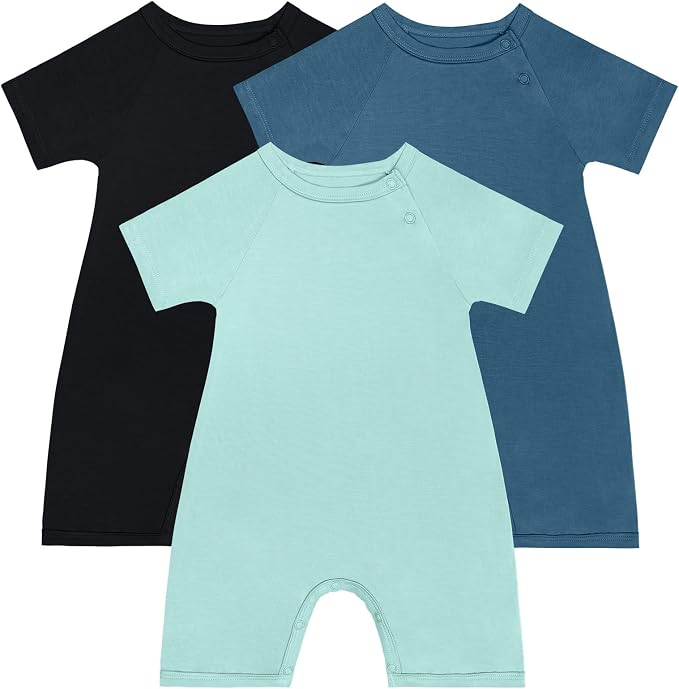 GUISBY Baby Romper 3-Pack Short Sleeve Rayon of Bamboo Bodysuit Set, 0-24M | by GUISBY