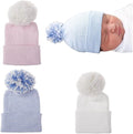 Newborn Baby Hat Infant Caps Baby Boy Girl Toddler Hospital Hats Bow Double by Upeilxd