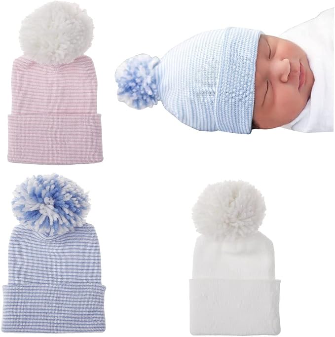 Newborn Baby Hat Infant Caps Baby Boy Girl Toddler Hospital Hats Bow Double by Upeilxd