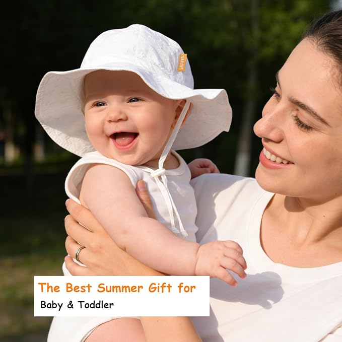 Baby Girl Sun Hat with UPF 50+ Outdoor Adjustable Toddler Beach Hat with Wide - Image 2