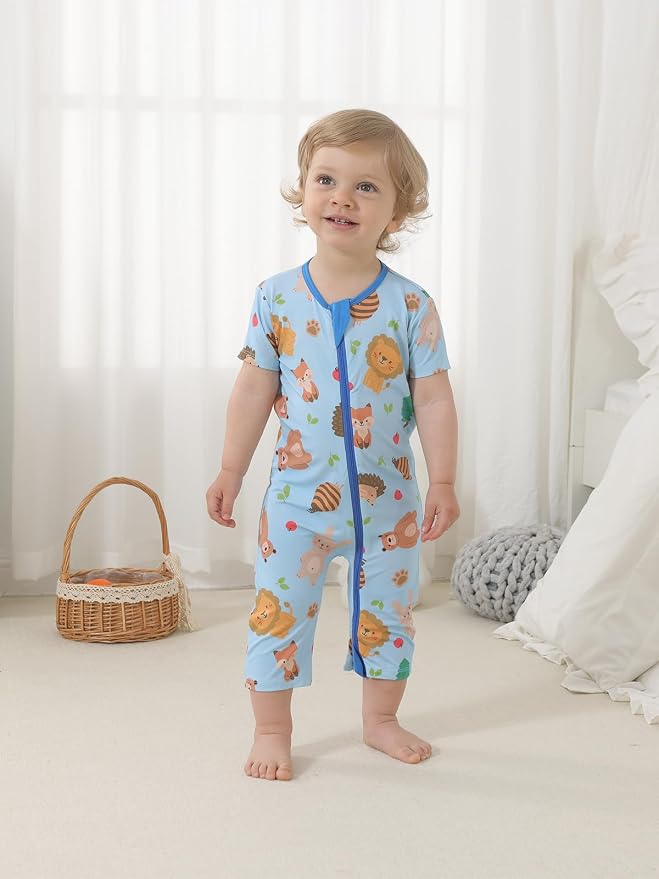 GUISBY Baby Rayon of Bamboo Short Sleeve Footless Zipper Romper 2 Pack | Soft - Image 4