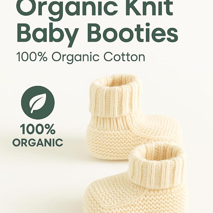 Kitikate Organic Knit Baby Booties – 100% Cotton Yarn, Soft & Comfortable - Image 3