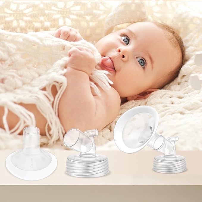 2 Packs 20mm Flange Set, Updated Soft Rim Shield and Wide Mouth Base Connector Pump Parts for Spectra S2 Spectra S1 9 Plus Breastpumps Accessories, 106 Degree Wider Opening Angel