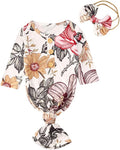 Newborn Baby Girl Floral Sleep Gown Headband Sleepwear Outfit by Merqwadd