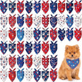 50 Pcs 4th of July Dog Bandanas Bulk Patriotic Paw Prints Pattern by Jeere