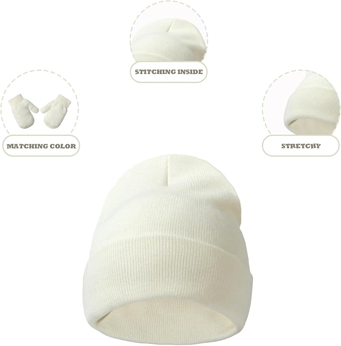 Baby Hats and Mittens Set Infant Toddler Beanie Cap Newborn Gloves - Image 5