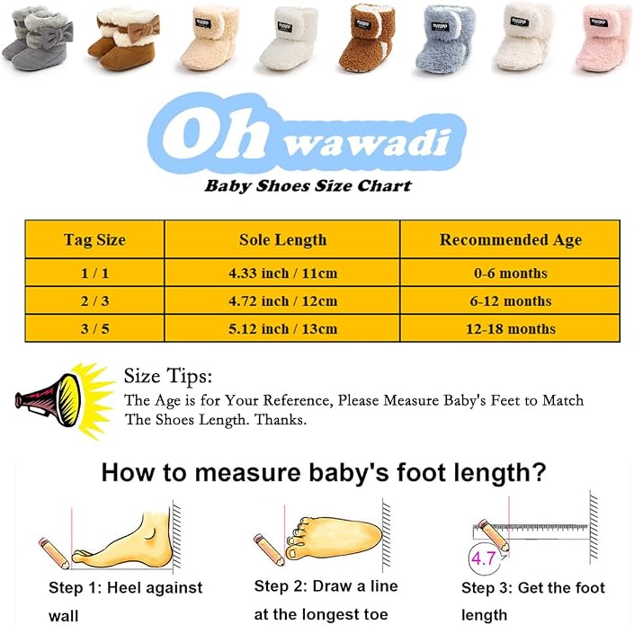 Ohwawadi Infant Baby Boots Boys Girls Cozy Fleece Slippers Snow Boots Winter - Image 6