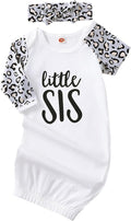 AMAWMW Newborn Baby Girl Little Sister Sleeper Gown Stripe Long Sleeve by AMAWMW