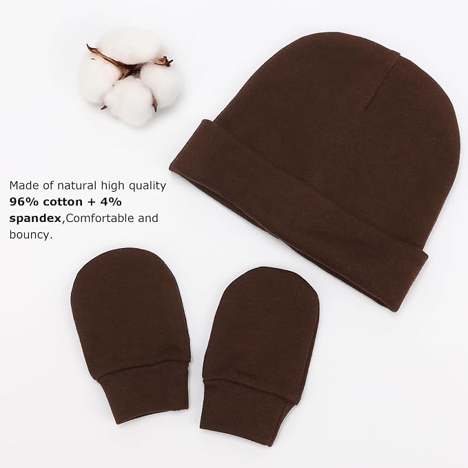 Newborn Baby Hats and Mittens Set Infant Beanie Cap Toddler Gloves Newborn - Image 5