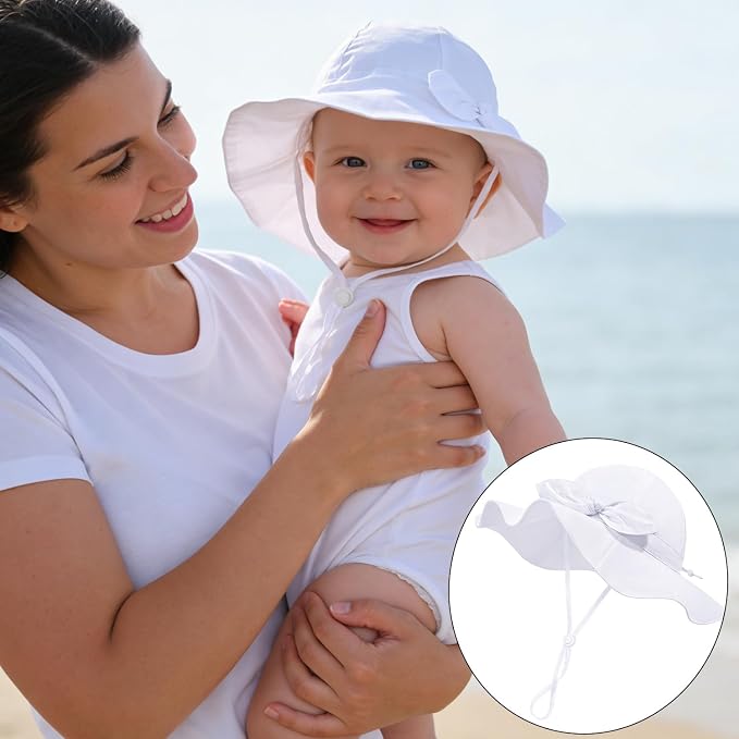 Baby Girl Sun Hat Kids Summer Beach Wide Brim Hats Toddler Bucket Hat - Image 3