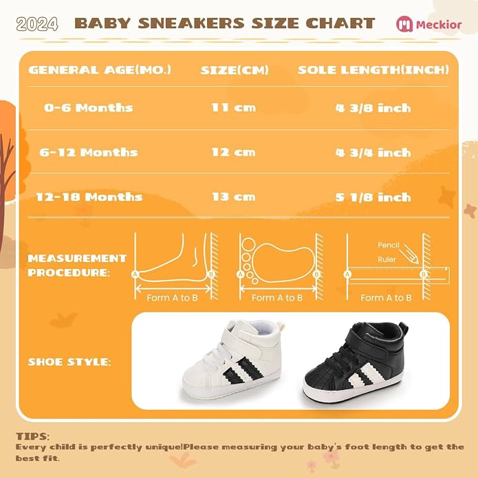 Meckior Toddler Baby Boys Girls High Tops Ankle Sneakers Soft Anti-Slip Sole PU - Image 6
