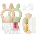 2 Packs Baby Fruit Feeder & Freezer Nibble Tray Combo, Push Pop Baby Food Feeder to Safely Introduce New Foods, Fresh & Frozen Food Silicone Feeder, 100% Food Grade, BPA Free (Caramel & Olive)