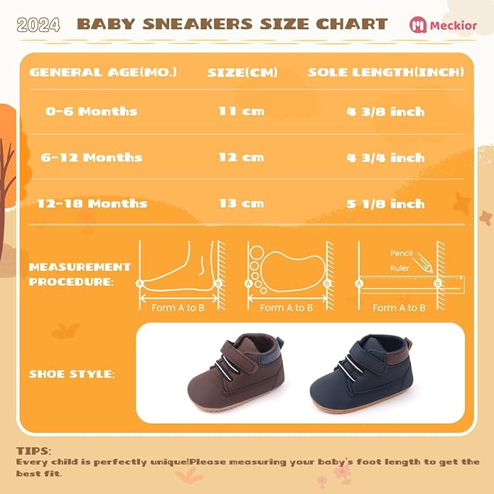 Meckior Toddler Baby Boys Girls High Tops Ankle Sneakers Soft Anti-Slip Sole PU - Image 5