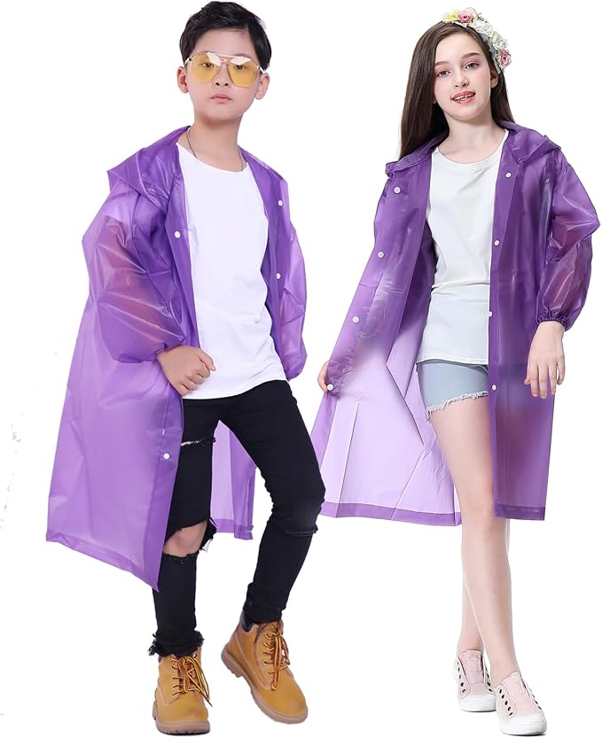 Kids Rain Jacket, 2 Pack Rain Ponchos by Makonus