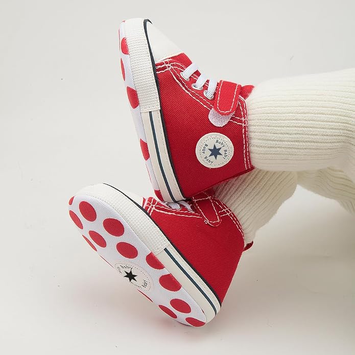 Unisex Baby Girls Boys Canvas High-top Shoes, Newborn Infant Anti-Slip Soft - Image 4