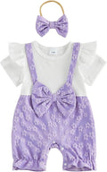 YINGISFITM Newborn Baby Girl Summer Clothes Short Sleeve Bubble Romper Bow by YINGISFITM