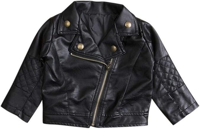UNIQUEONE Baby Boys Girls Kids Outfits Spring Autumn PU Faux Leather Lapel by UNIQUEONE