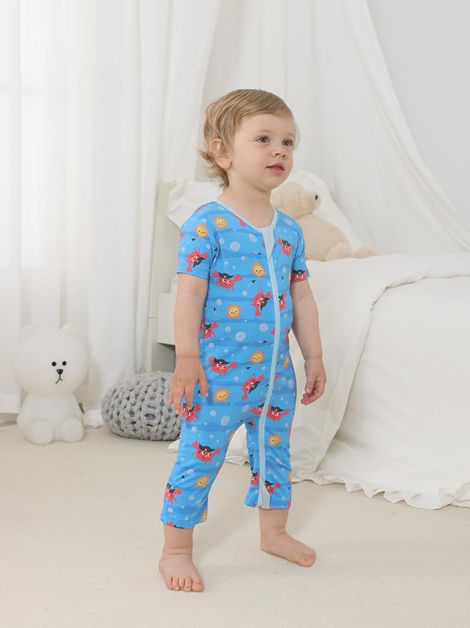 GUISBY Baby Rayon of Bamboo Short Sleeve Footless Zipper Romper 2 Pack | Soft - Image 5